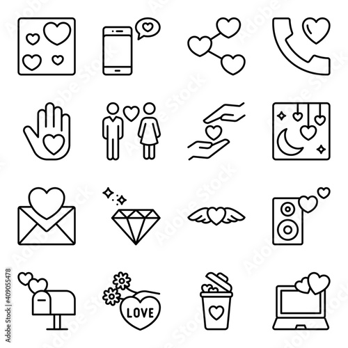 Pack of Valentine Day Line Icons 