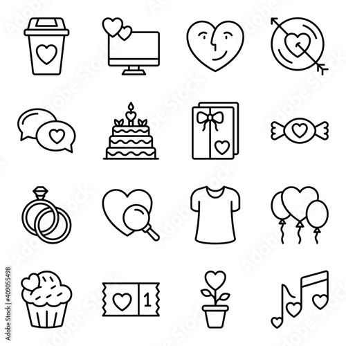 Pack of Valentine Day Line Icons 