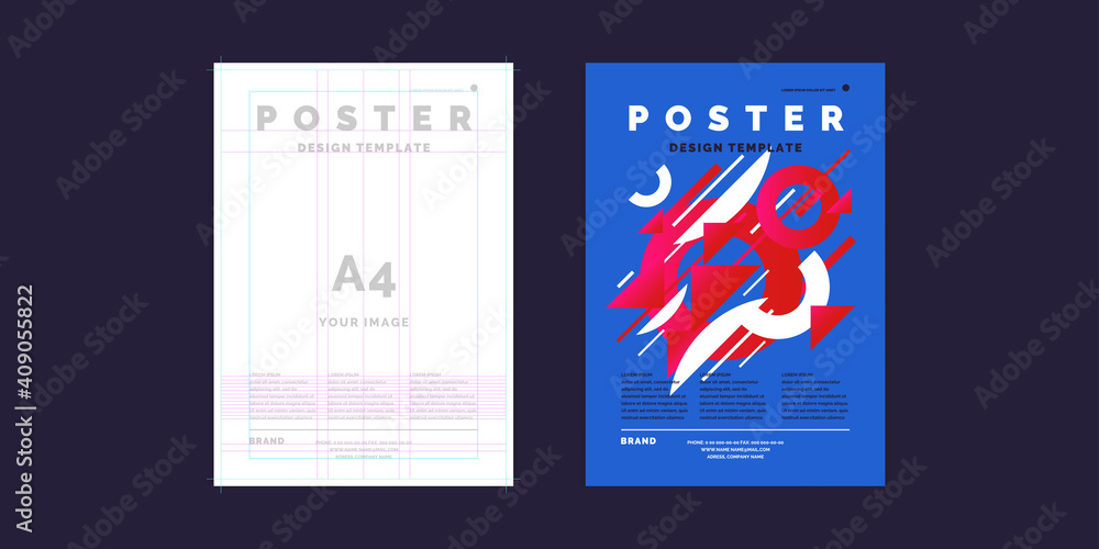 Fototapeta premium Poster template for business and cover modern journal. Abstract geometric background, modern design.