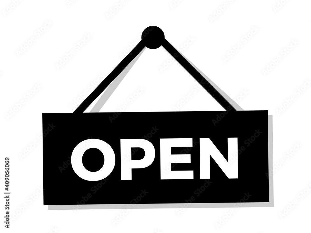 Sign and signboard with OPEN text. Vector illustration isolated on white.. Sign and signboard with OPEN text. Vector illustration isolated on white..