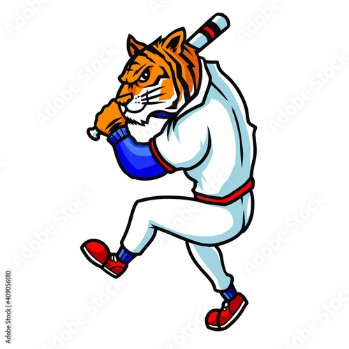 tiger baseball mascot vector © Riskiyan