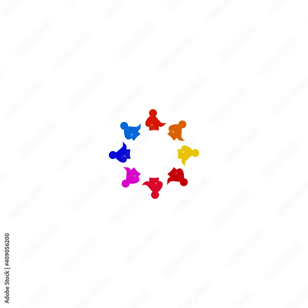 Colorful people together sign, symbol, art, clipart, logo isolated on white Colorful people together sign, symbol, art, clipart, logo isolated on white