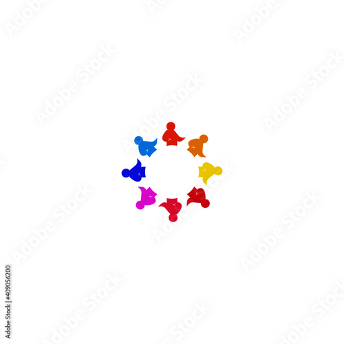 Colorful people together sign  symbol  art  clipart  logo isolated on white