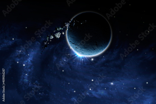 Fototapeta Naklejka Na Ścianę i Meble -  planet with an asteroid