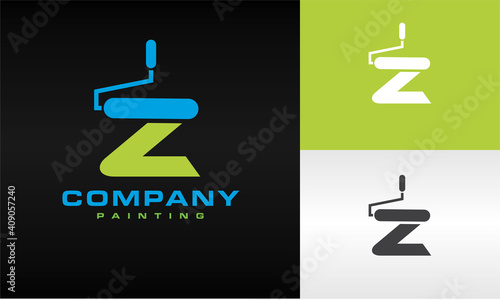initials Z paint roller logo