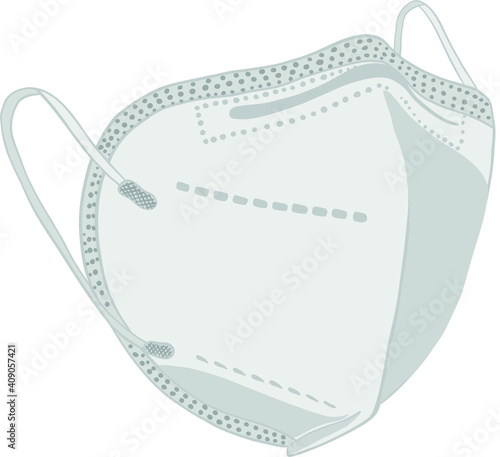 Coronavirus protection medical face mask outline lineart hand drawn. Filtering face FFP2 mask. Covid-19 pandemic lockdown. Dust Protection for Hospital or pollution protect gear. Flat vector vintage 