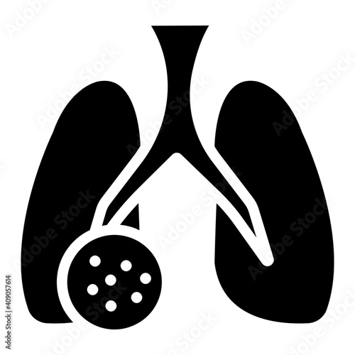 glyph design icon of lungs cancer, respiratory disorder