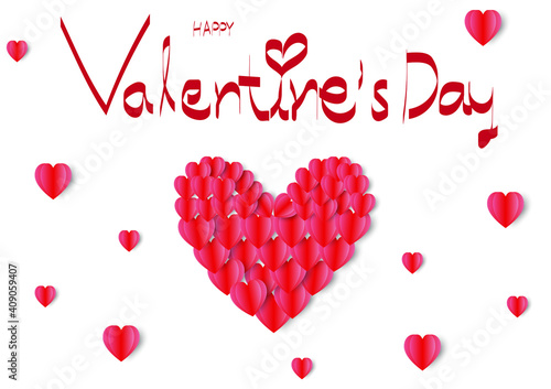 Wallpaper Mural Happy valentines day With a red heart and together as a big heart on a white background Torontodigital.ca