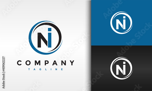 monogram letter NI logo