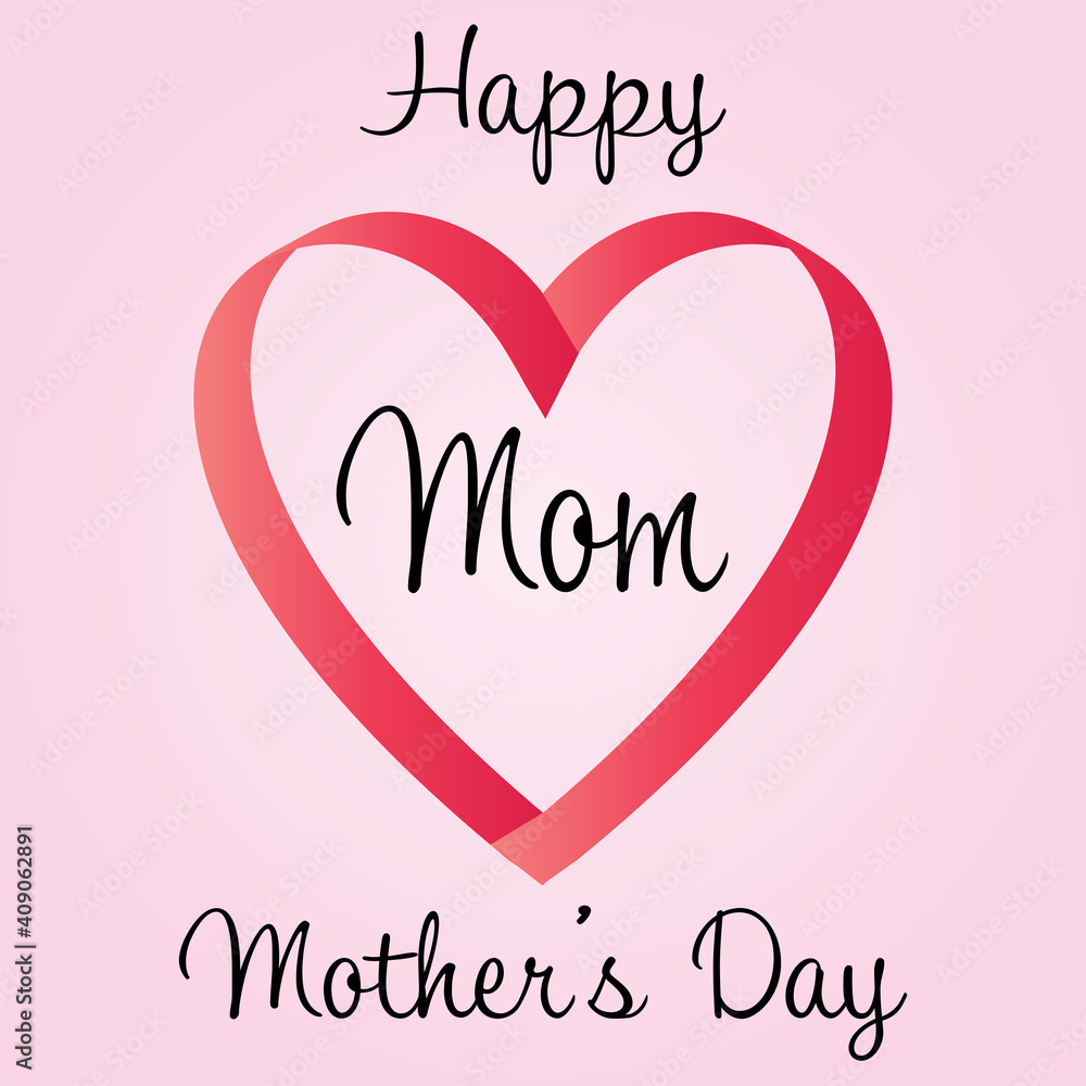 Happy Mothers Day ribbon heart graphic