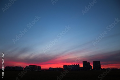 sunset over the city