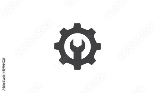 pliers with gear services silhouette logo symbol icon vector graphic design illustration