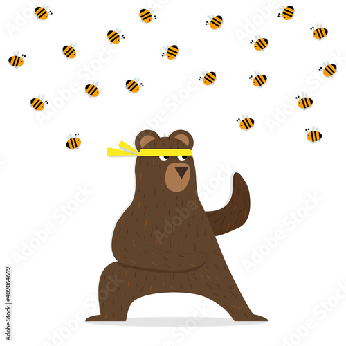 bear and attacking bees