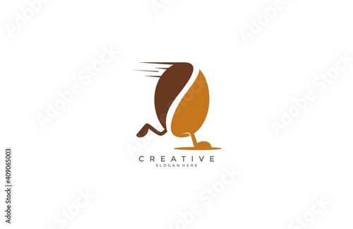 Run coffe bean modern logo design
