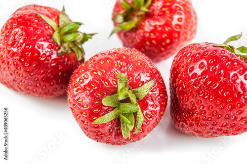 Fresh strawberry isolated on the white background. Different object or view from a different angle in the portfolio.