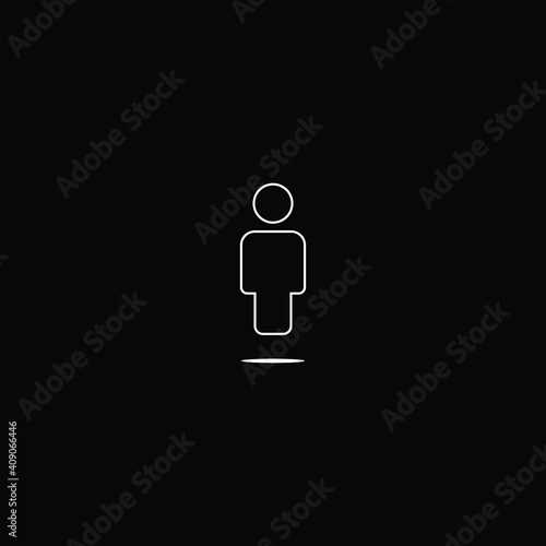 line man icon vector in black background