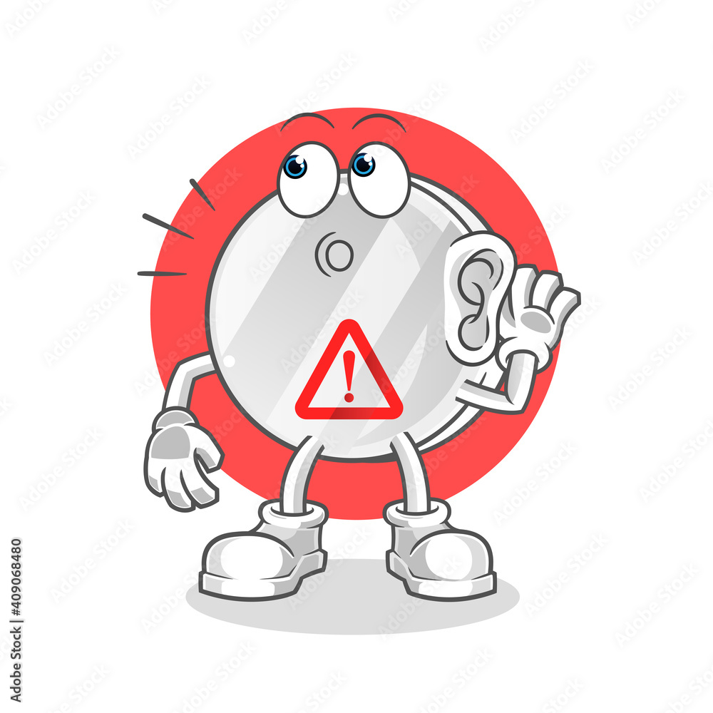 warning sign eavesdropping vector. cartoon character