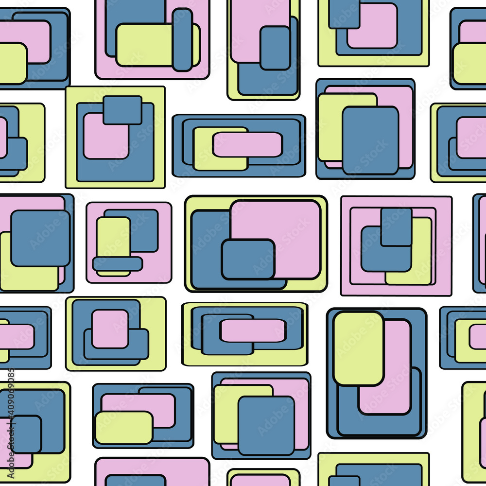 Seamless pattern with squares. Pink, yellow and grey colors. Seamless pattern with squares. Pink, yellow and grey colors.
