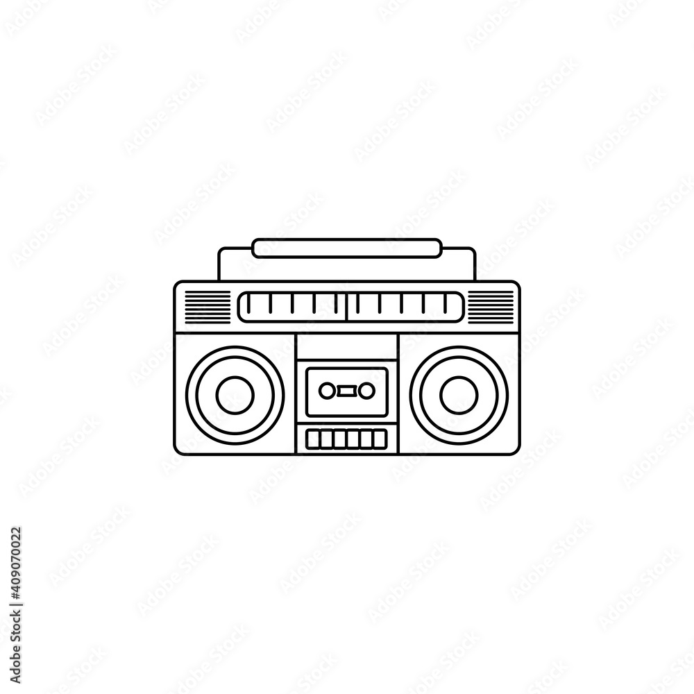 Boombox radio line art design. outline classic radio for musical template design. Boombox radio line art design. outline classic radio for musical template design.