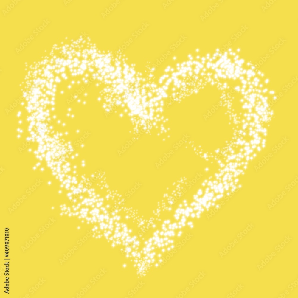 White heart on a yellow background, illustration