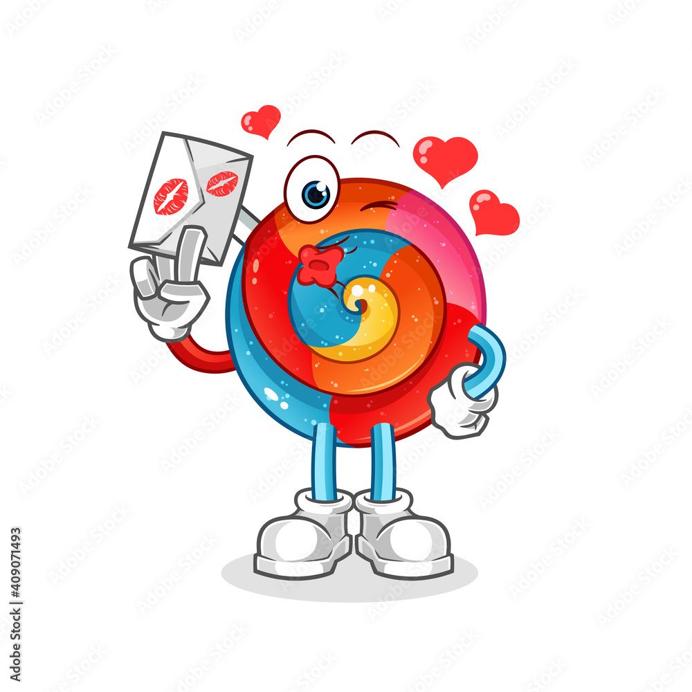 lollipop hold love letter illustration. character vector