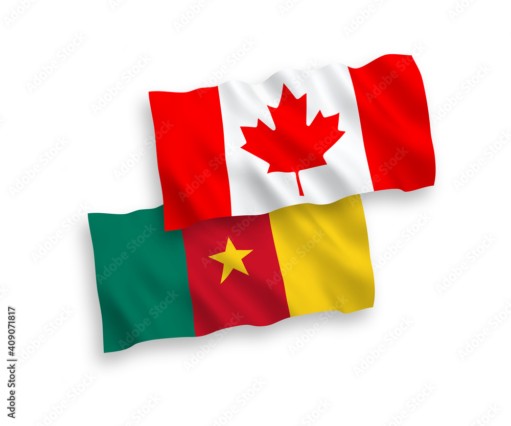 Flags of Canada and Cameroon on a white background Flags of Canada and Cameroon on a white background