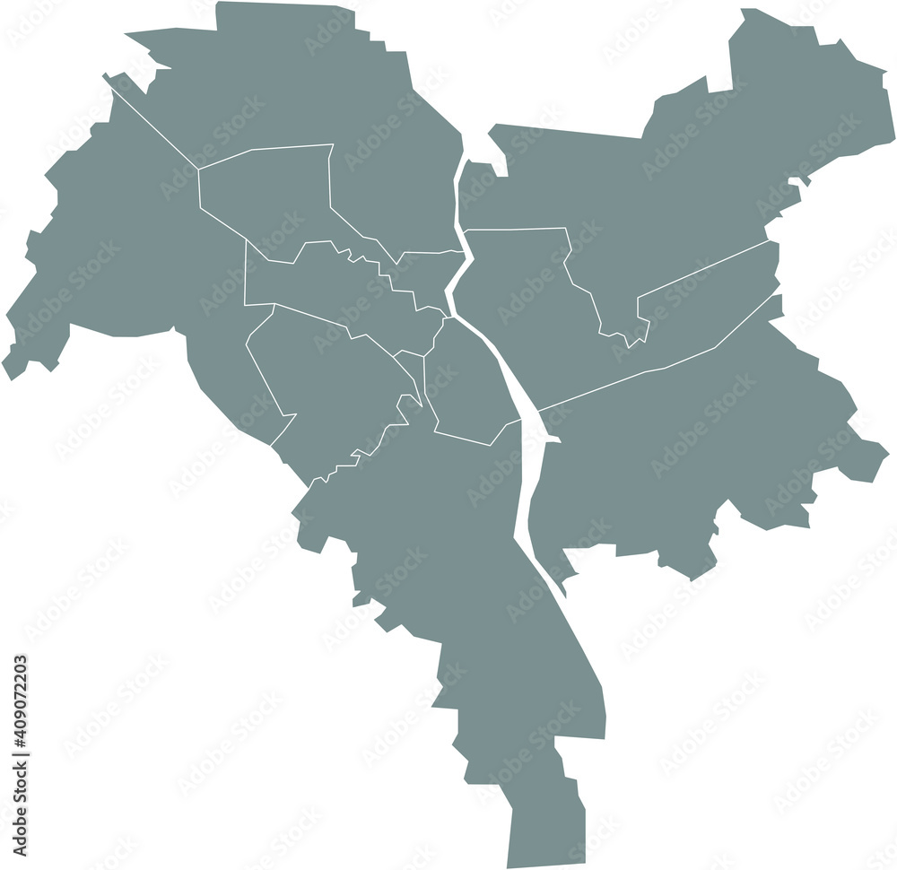 Obraz premium Simple vector administrative gray map of Kiev/Kyiv, Ukraine