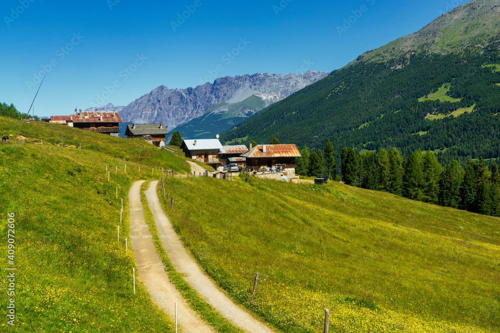 Passo Gavia, mountain pass in Lombardy, Italy, at summer Passo Gavia, mountain pass in Lombardy, Italy, at summer