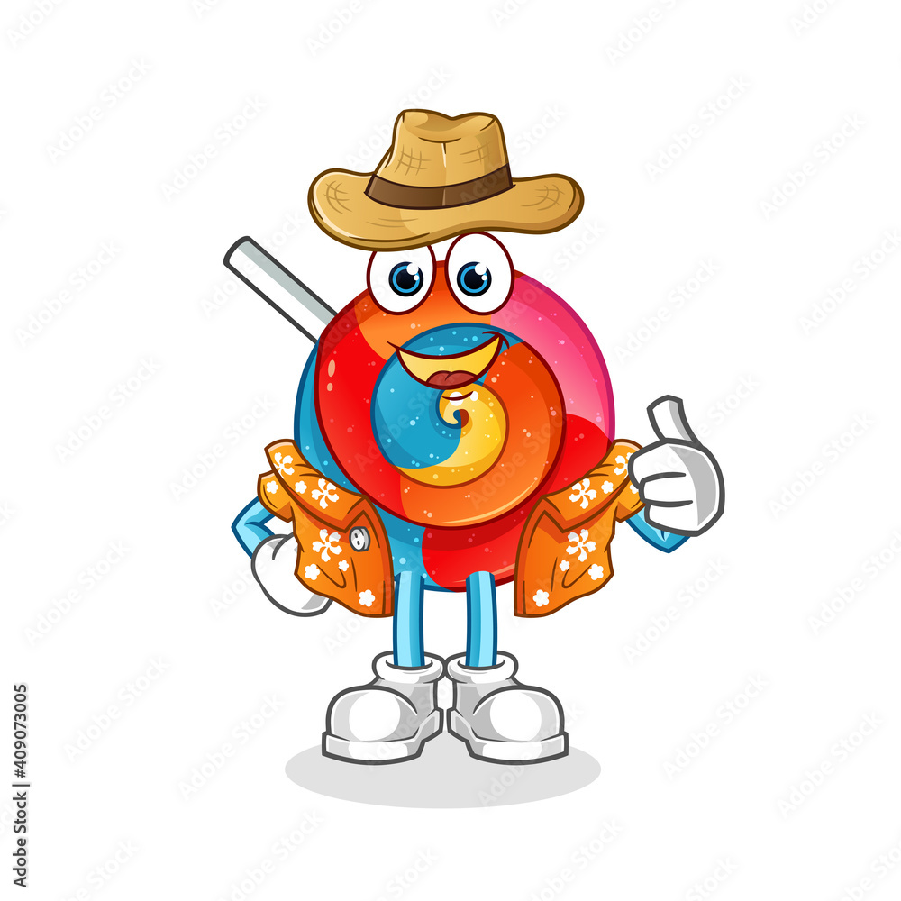 lollipop go on vacation character. cartoon mascot vector