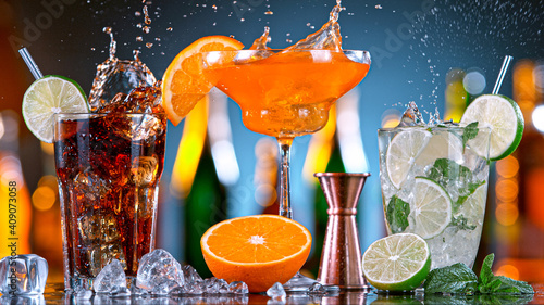 Fruit cocktails, bar backro...