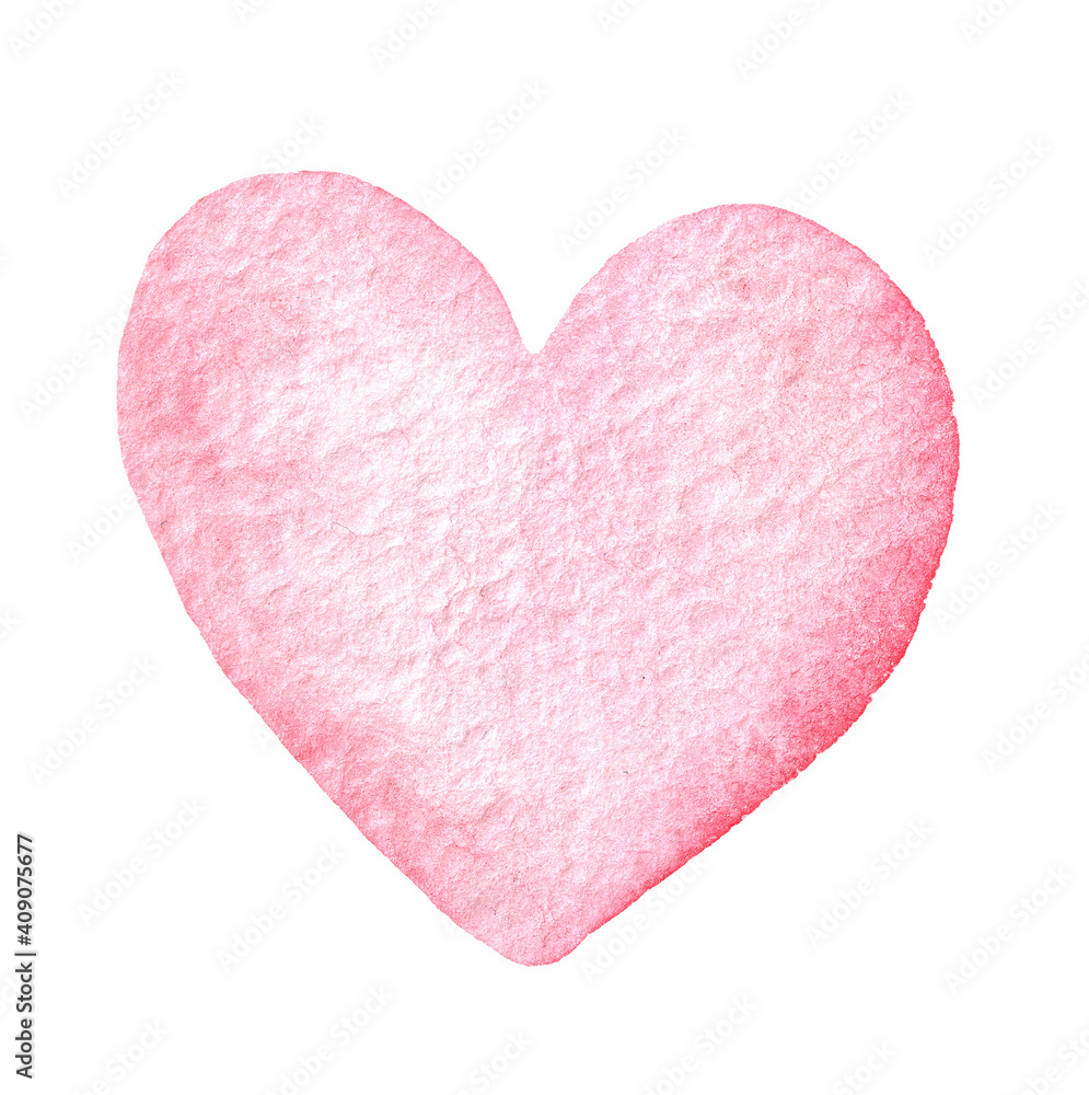 watercolor pink pastel heart isolated on white background, Valentines day