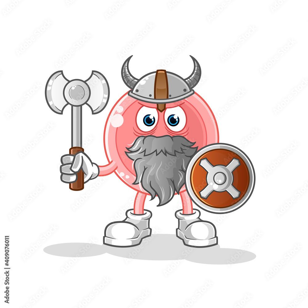 ovum viking with an ax illustration. character vector ovum viking with an ax illustration. character vector