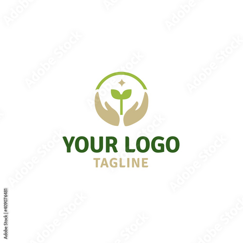 Plant, leaves, sprout in a hand icon. Symbol, logo illustration. Vector graphics