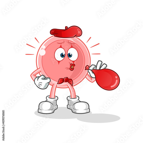 ovum pantomime blowing balloons character. cartoon mascot vector