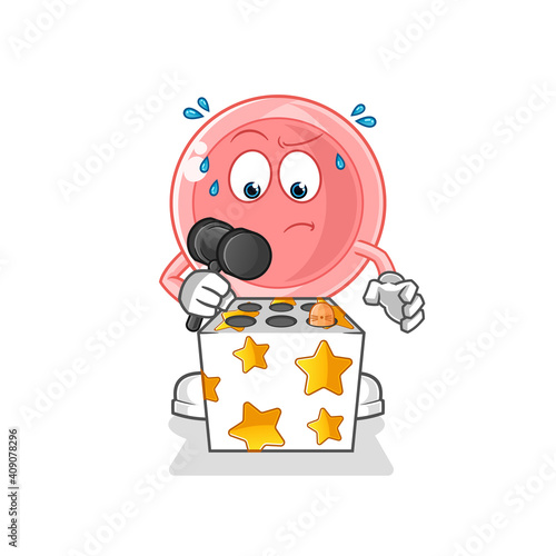 ovum play whack a mole mascot. cartoon vector