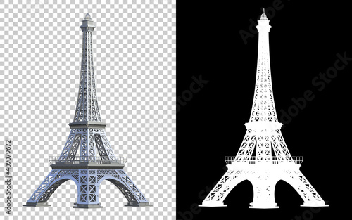 Fotografia, Obraz Eiffel tower isolated on background with mask