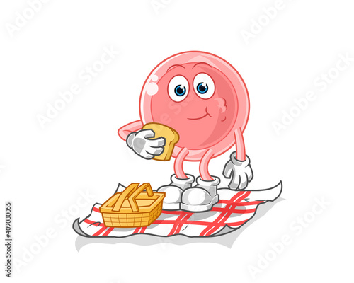 ovum on a picnic cartoon. cartoon mascot vector