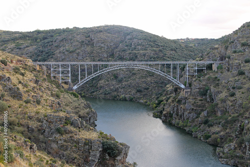 The Requejo bridge is an engineering work built to cross the Duero River between the Sayago and Aliste regions, in the province of Zamora, Spain. The bridge was inaugurated on September 15, 1914.
