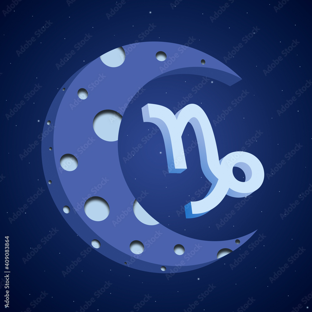 Zodiac symbol Capricornus with the moon 3d. Zodiac signs collection. Zodiac signs. Constellations of the zodiac signs. Zodiac symbol Capricornus with the moon 3d. Zodiac signs collection. Zodiac signs. Constellations of the zodiac signs.