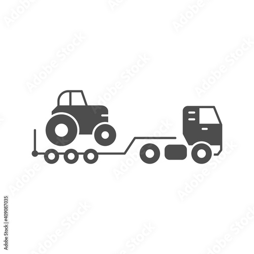 Lowboy trailer truck glyph icon