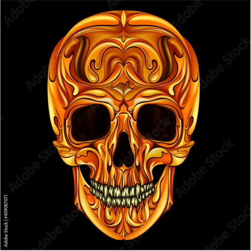 Original caramel vector skull with chocolate eyes
