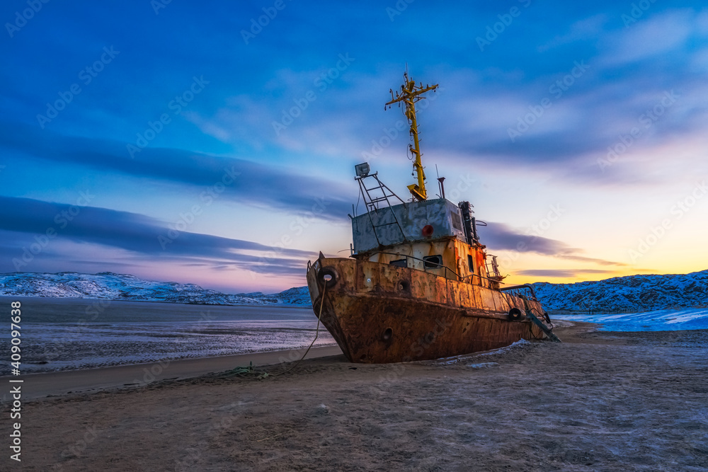 ship wreck in the sea