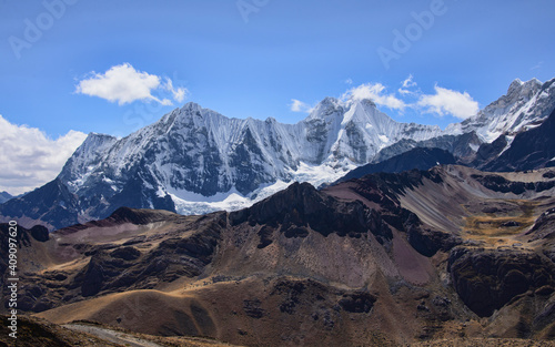 Epic views of Yerupaj   on the Cordillera Huayhuash circuit  Ancash  Peru