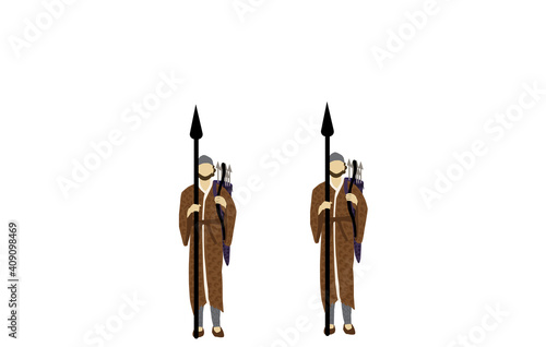 Vector drawing of Bigthan and Teresh: two eunuchs in service of the Persian king Ahasuerus, according to the Book of Esther.
Individual figures on a white background