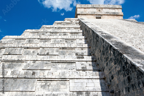 Landscape of  the Temple of Kukulcan  of the Chichen Itza archaeological site  Yucatan  Mexico