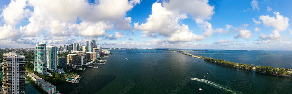 Brickell and Key Biscayne Panoramic Drone Photo Brickell and Key Biscayne Panoramic Drone Photo