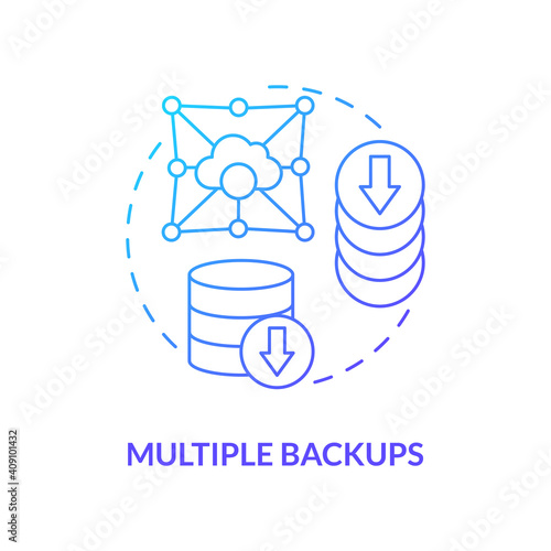 Multiple backups concept icon. SaaS argument idea thin line illustration.Rearranging archive files for optimization restore speed. Information recovery. Vector isolated outline RGB color drawing