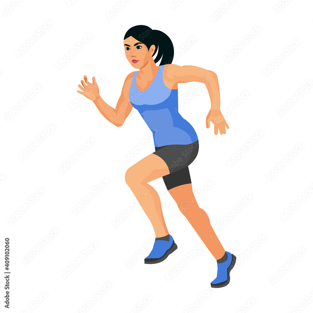 Figure of a asian woman jogging Figure of a asian woman jogging