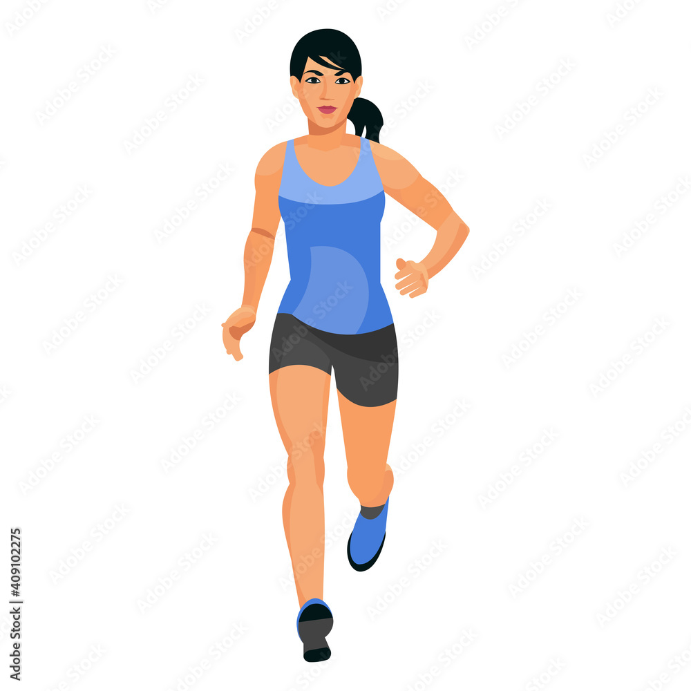 Figure of an asian woman running straight Figure of an asian woman running straight