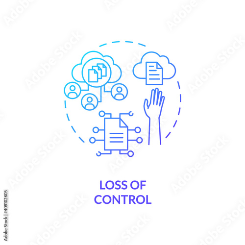 Control loss concept icon. SaaS challenge idea thin line illustration. Solid backup and recovery solution. Storage with cloud-based management. Vector isolated outline RGB color drawing
